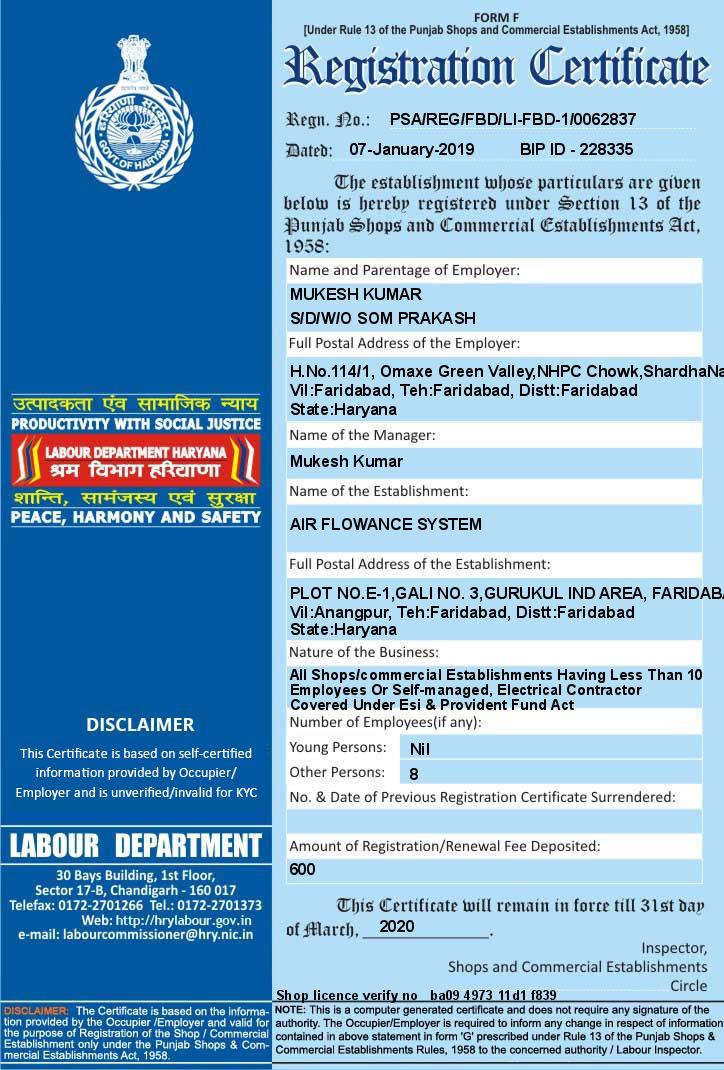Registration Certificate